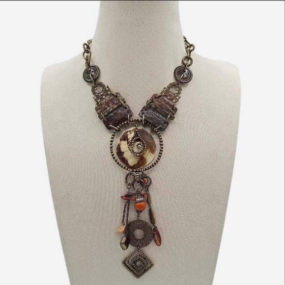 CHICO'S‎ Brown and Gold Statement Necklace